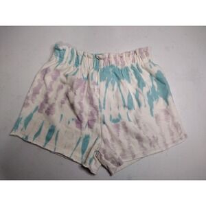 Grayson Threads Kids Girls Tie Dye Sweat Shorts White Teal Purple L 10/12 NWT